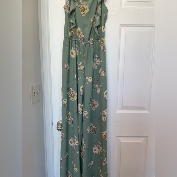 Xhilaration Floral Pastel Green Wide Leg Jumpsuit size XS - Picture 2 of 11